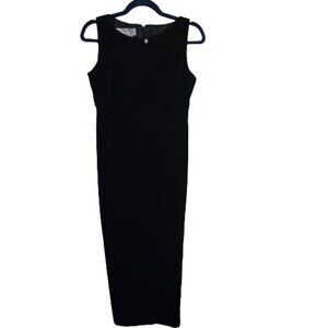 Vintage Maggy London Black Velvet Column Maxi Dress Size 4
